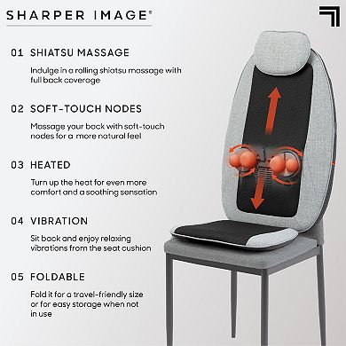 Sharper Image Massager Seat Topper 4-Node Shiatsu with Heat & Vibration
