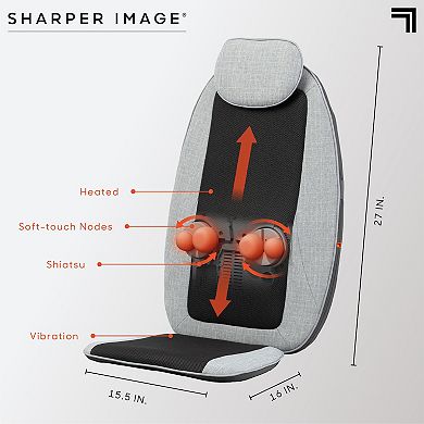 Sharper Image Massager Seat Topper 4-Node Shiatsu with Heat & Vibration