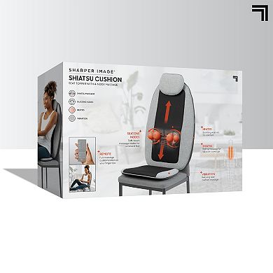 Sharper Image Massager Seat Topper 4-Node Shiatsu with Heat & Vibration