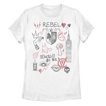 Disney's Cruella Juniors' Rebel Fashion Sketches Tee
