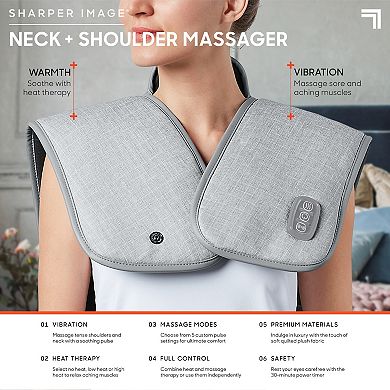 Sharper Image Heated Neck & Shoulder Massager Wrap