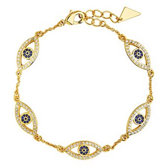 MC Collective 14k Gold Cubic Zirconia Evil Eye Bracelet