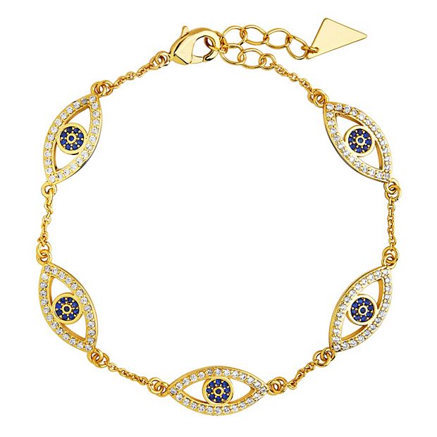 MC Collective 14k Gold Cubic Zirconia Evil Eye Bracelet