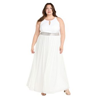 Plus Size R&M Richards Rhinestone Waist Gown with Cutaway Bodice