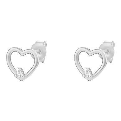 PRIMROSE 18k Gold Over Silver Cubic Zirconia Open Heart Stud Earrings