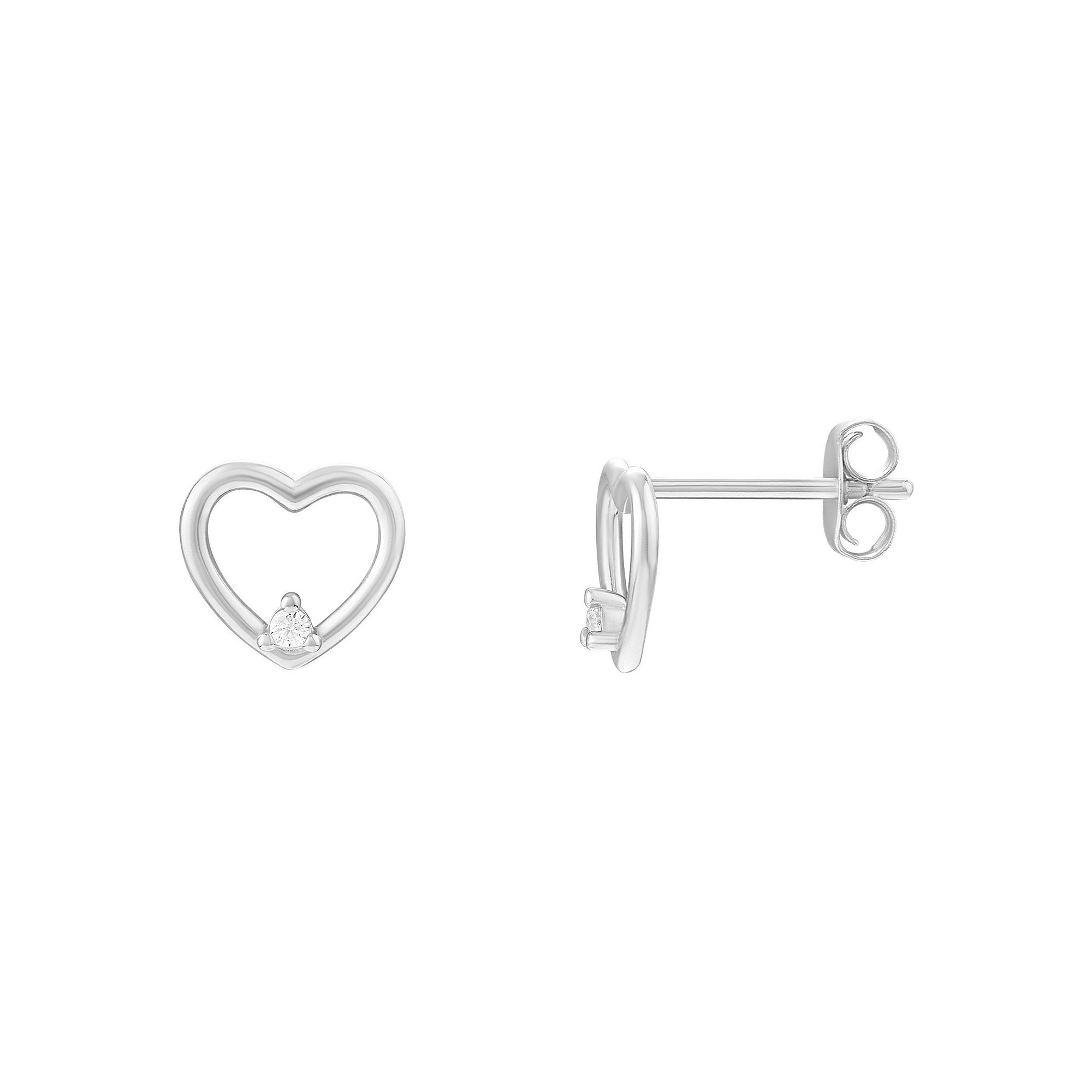 PRIMROSE 18k Gold Over Silver Cubic Zirconia Open Heart Stud Earrings, Wome