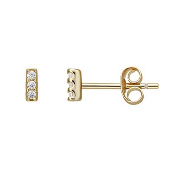 PRIMROSE 18k Gold Over Silver Cubic Zirconia Mini Bar Stud Earrings