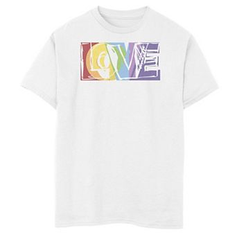 Boys 6-20 Sketchy Love Rainbow Text Tee