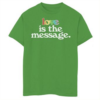 Boys 8-20 Love Message Rainbow Text Tee