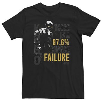 Big & Tall Star Wars Rouge One K-2SO Chance Of Failure Text Tee