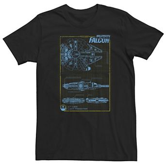 Big & Tall Star Wars Millennium Falcon Schematic Grid Tee