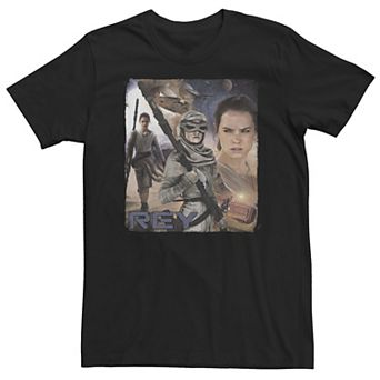Big & Tall Star Wars The Force Awakens Rey Collage Painting Poster Tee