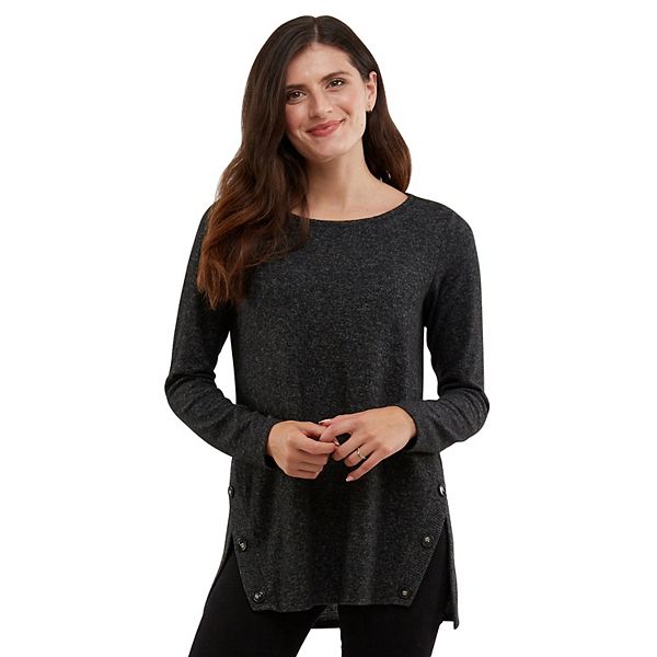 Women's AB Studio Fuzzy Long Sleeve High-Low Tunic