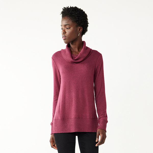 Women's Nine West Fuzzy Long Sleeve Cowlneck Top