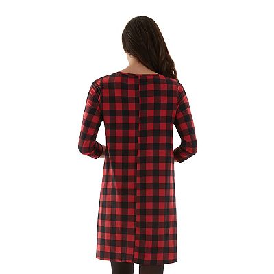 Gown Ladies Red Check Dress Tuduoms Women's Long Sleeve Grid Midi Swing  Dress Casual Empire Waist