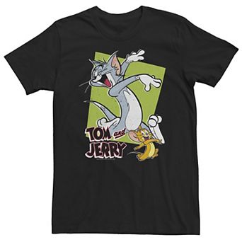 Big & Tall Tom And Jerry Retro Style Green Box Portrait Tee
