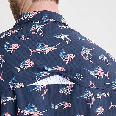 Men's Salt Life Printed Woven Performance Button-Down Shirt
