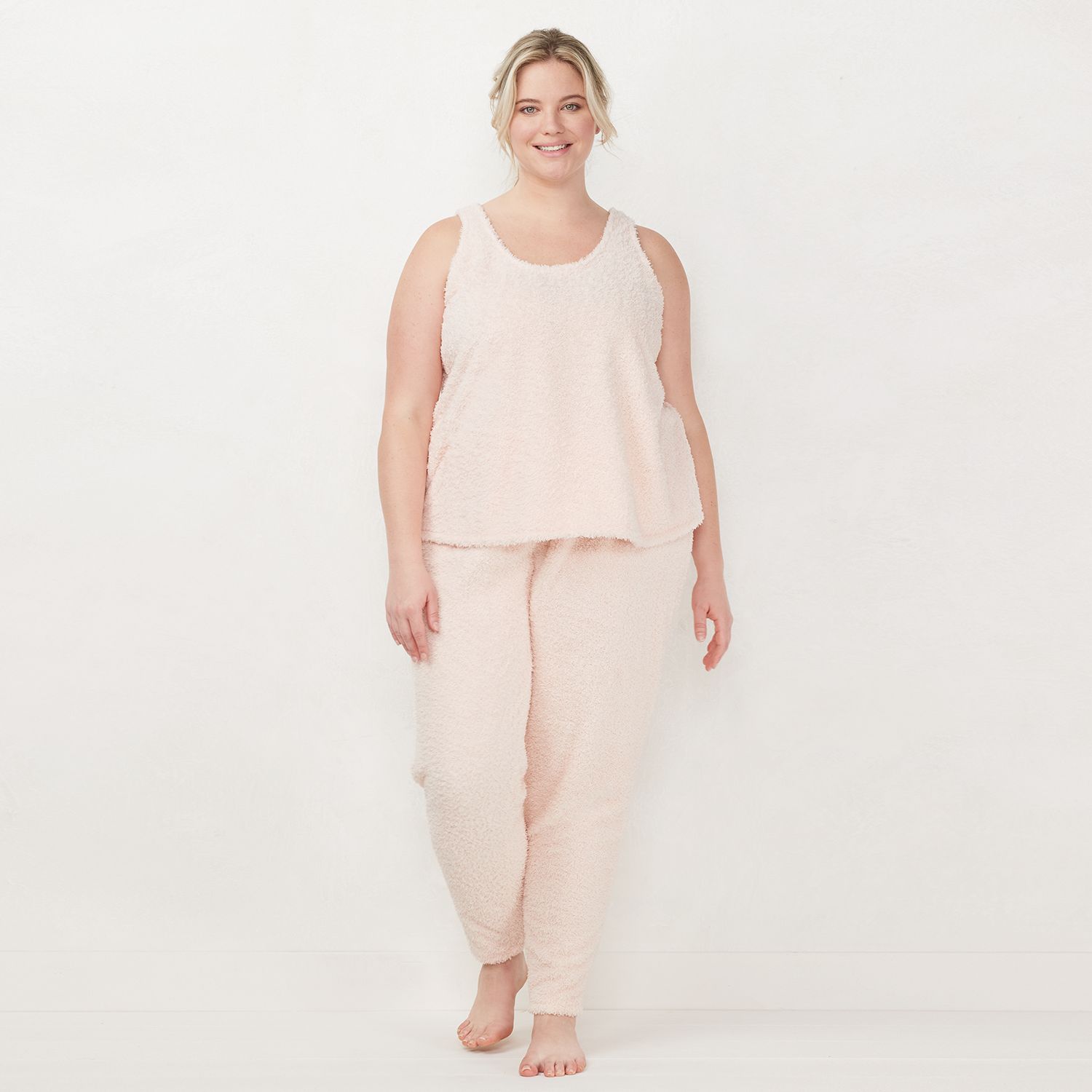 Image for LC Lauren Conrad Plus Size Fleece Pajama Tank & Pajama Pants Set at Kohl's.
