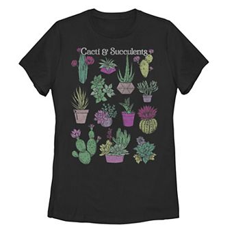Juniors' Cacti And Succulents Graphic Tee