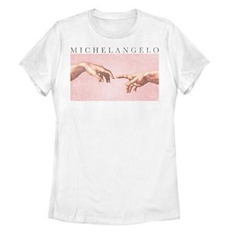 Juniors' Michelangelo "The Creation Of Adam" Graphic Tee