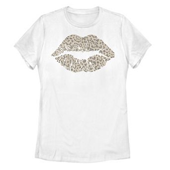 Juniors' Cheetah Print Lips Graphic Tee