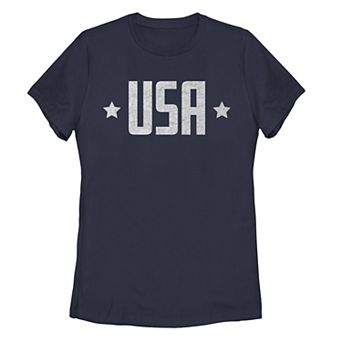 Juniors' Americana Silver and Stars "USA" Tee