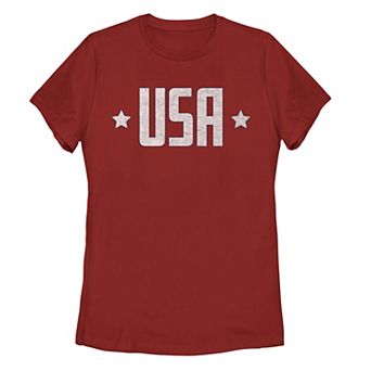 Juniors' Americana Silver and Stars "USA" Tee
