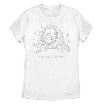 Juniors' Vintage "Sun, Moon, And Stars" Line Art Graphic Tee