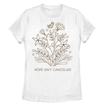 Juniors' "Hope Isn't Cancelled" Floral Line Art Graphic Tee