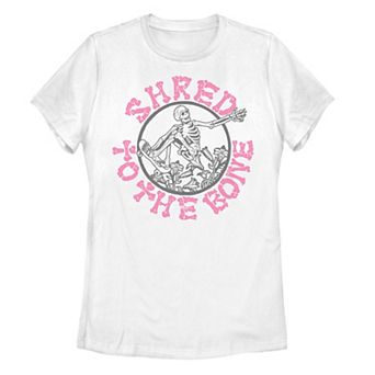 Juniors' "Shred To The Bone" Skeleton Graphic Tee