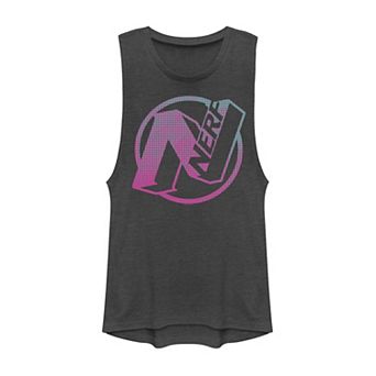 Juniors' Nerf N Gradient Comic Style Logo Muscle Tank Top