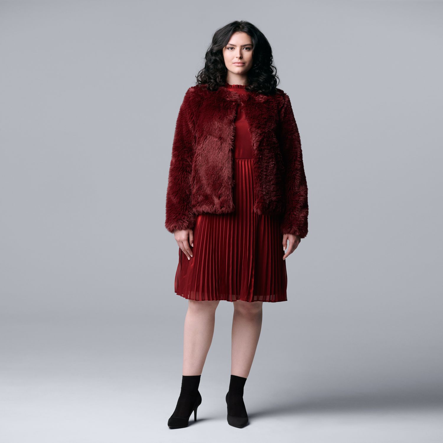 kohls black fur coat