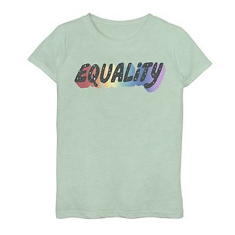 Girls 7-16 Equality Rainbow Bubble Text