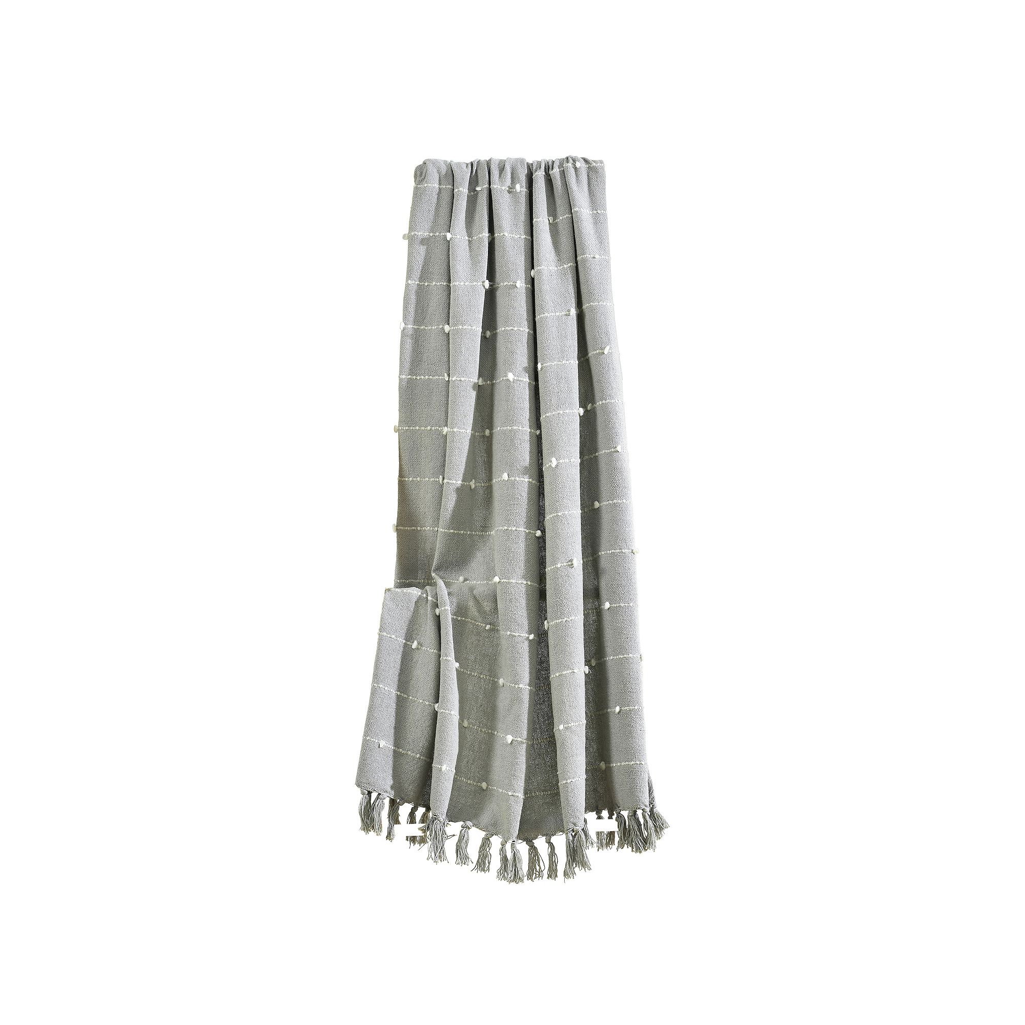 Lush Decor Boho Tufted Cotton Woven Tassel Fringe Throw, Light Gray