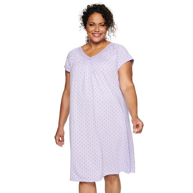 Plus Size Croft Barrow Short Sleeve V Neck Cotton Nightgown