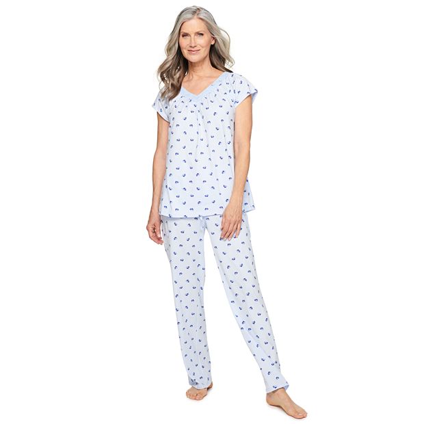 Women's Croft & Barrow® Cotton Short Sleeve Pajama Top & Pajama Pants Sleep  Set