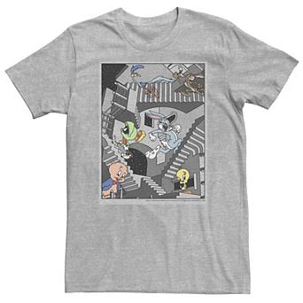 Big & Tall Looney Tunes Group Shot Stairways Poster Tee