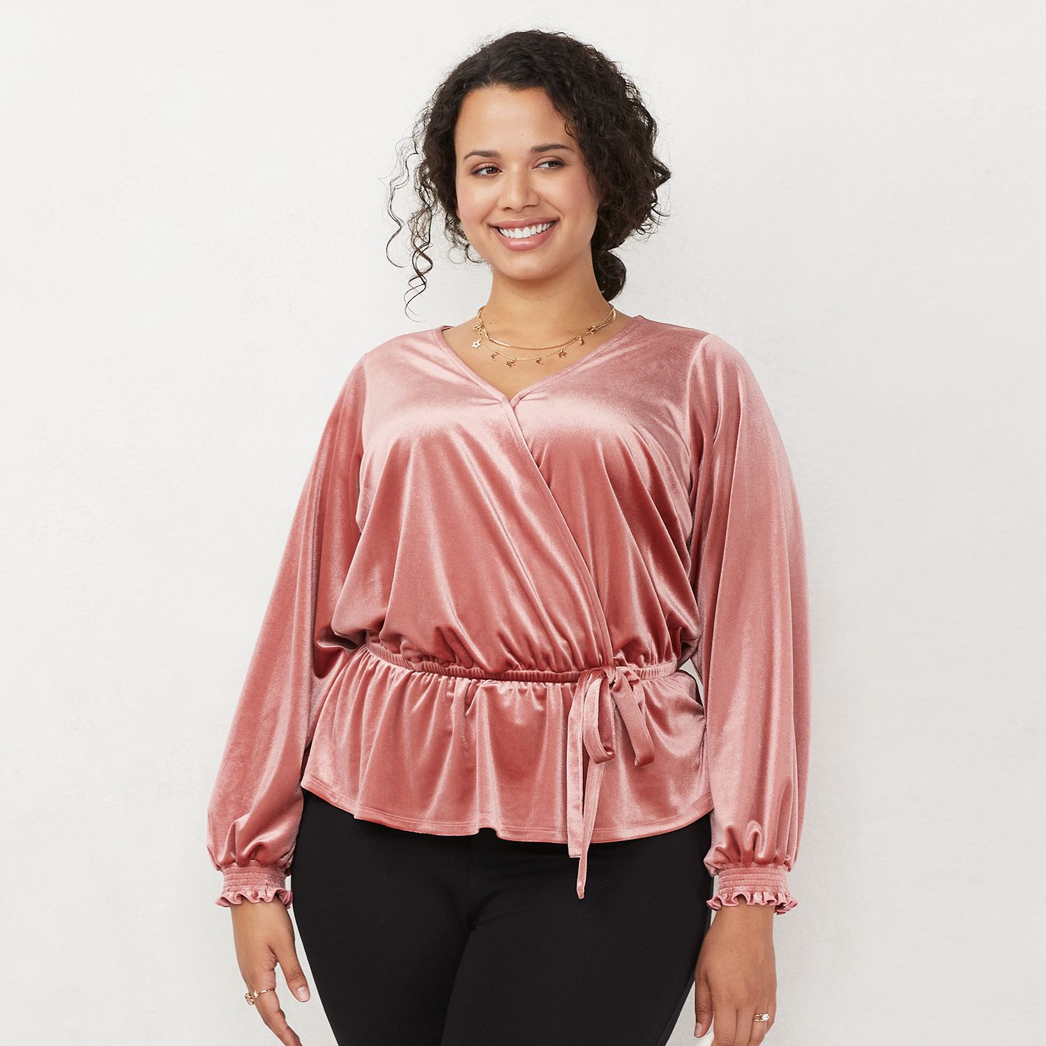 Image for LC Lauren Conrad Plus Size Volume Sleeve Wrap Top at Kohl's.