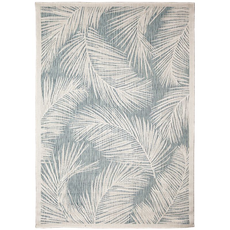 Liora Manne Carmel Fronds Indoor Outdoor Rug, Blue, 6.5X9 Ft