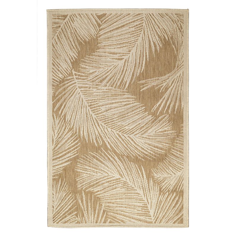 Liora Manne Carmel Fronds Indoor Outdoor Rug, Beig/Green, 6.5X9.5 Ft