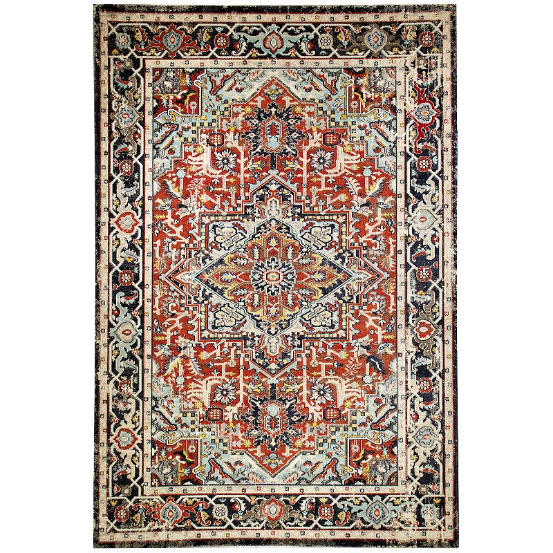 Liora Manne Fresco Heriz Indoor Outdoor Rug, Red, 6.5X9.5 Ft