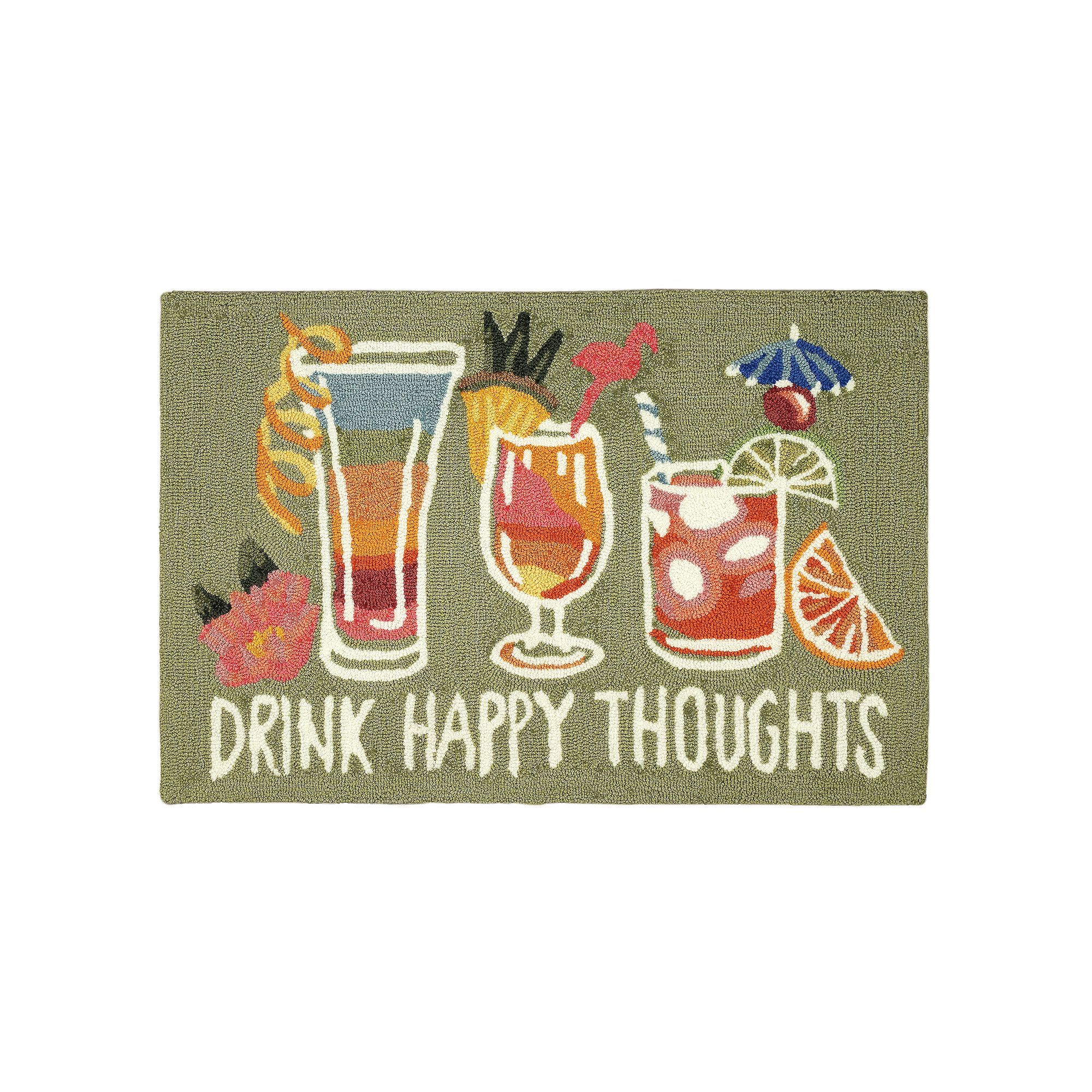 Liora Manne Frontporch Happy Drinks Indoor Outdoor Rug, Green