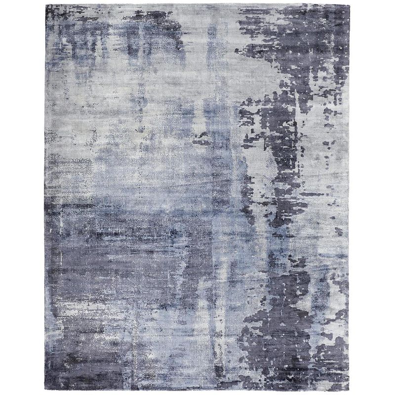 Weave & Wander Cashel Blue Abstract Watercolor Area Rug, 8X10 Ft