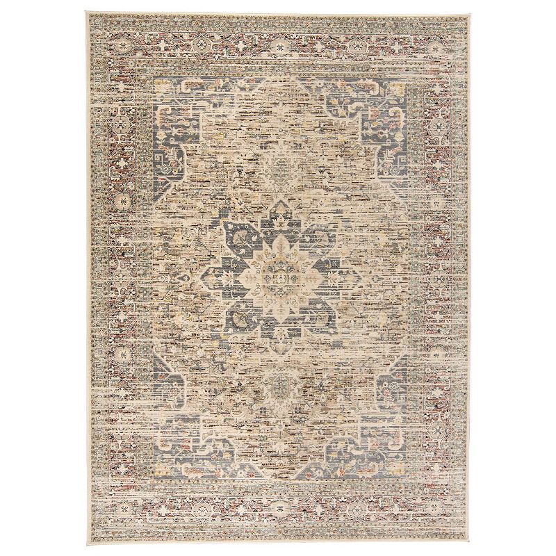 Weave & Wander Huron Beige Traditional Ornamental Area Rug, Grey, 5X8 Ft