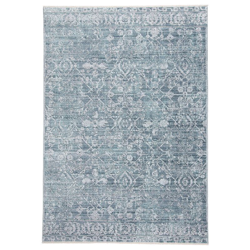 Weave & Wander Tirza Turquoise Distressed Ornamental Area Rug, Blue, 5X8 Ft