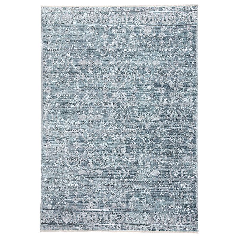 Weave & Wander Tirza Turquoise Distressed Ornamental Area Rug, Blue, 5X8 Ft