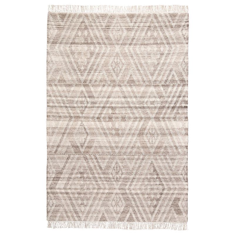 Weave & Wander Bray Gray Boho Flatweave Fringe Area Rug, Grey, 5X8 Ft