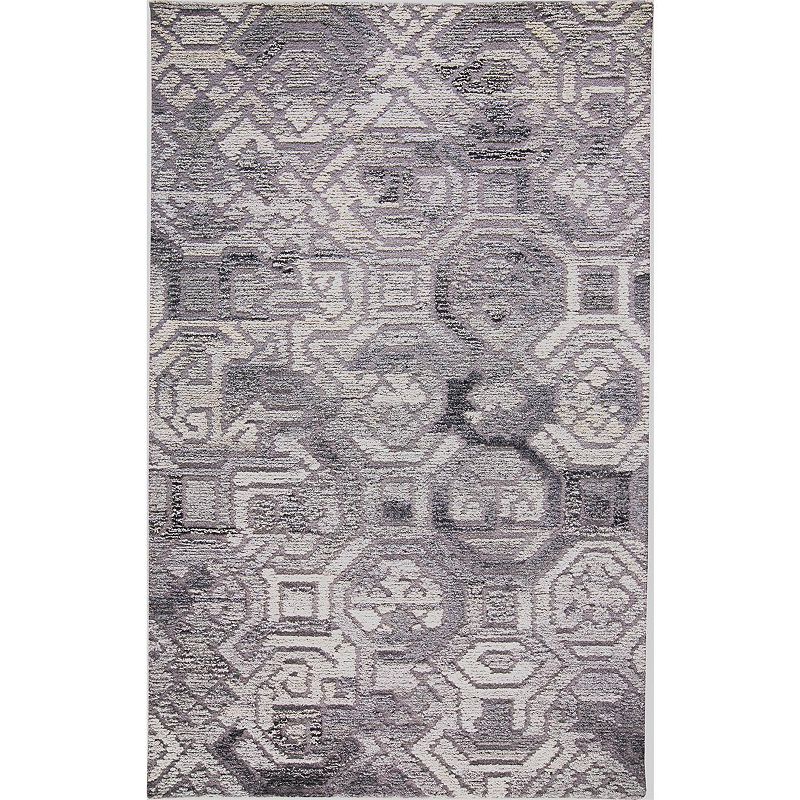 Weave & Wander Palatez Gray Ornamental Area Rug, Grey, 8Ft Rnd