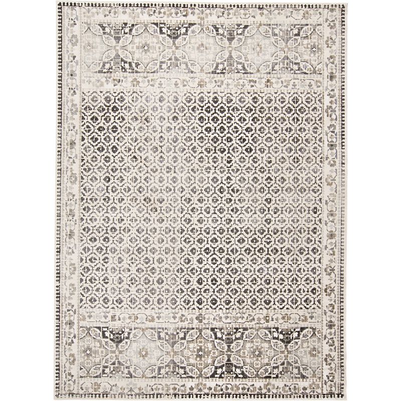 Weave & Wander Kiba Beige Ornamental Area Rug, Beig/Green, 4X6 Ft