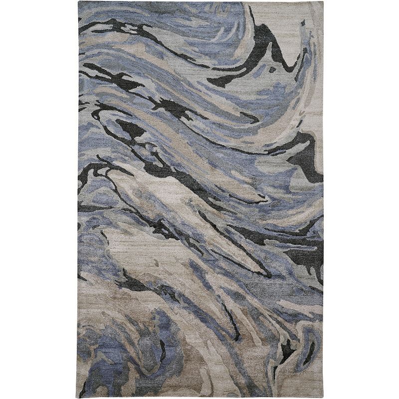 Weave & Wander Orwell Blue Marble Area Rug, 8X10 Ft
